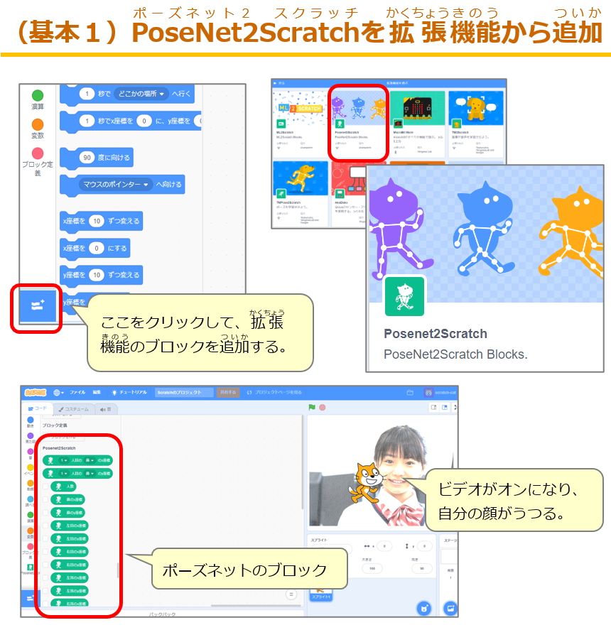 （基本１）PoseNet2Scratchを拡張機能から追加