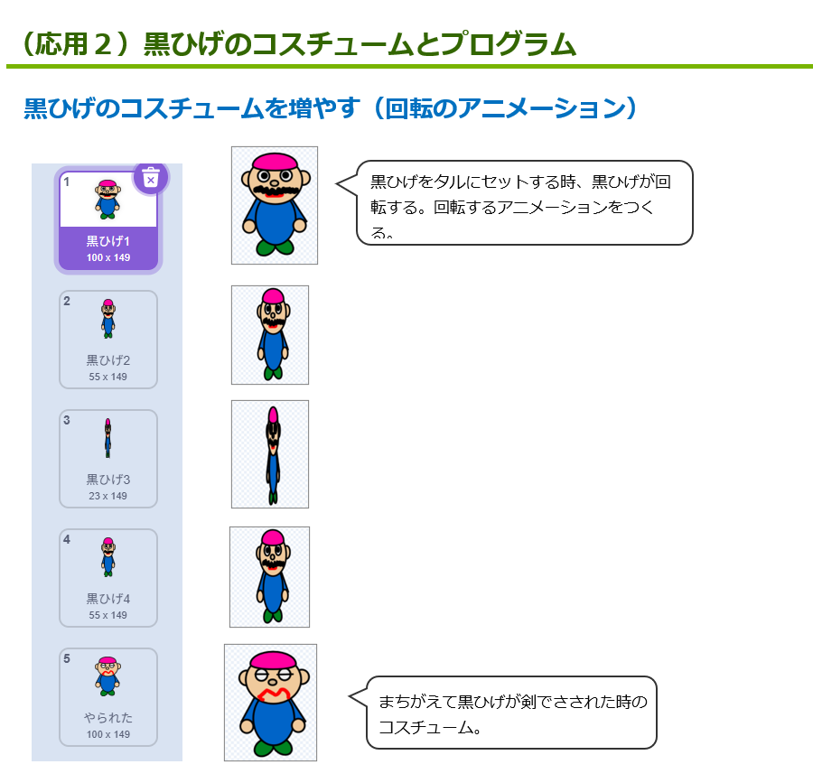 （応用２）黒ひげのコスチュームとプログラム１