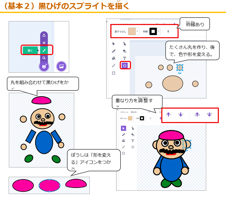 （基本２）黒ひげのスプライトを描く